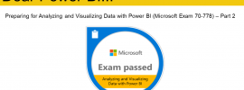 Microsoft exam passed badge for exam 70-778 analyzing and visualizing data with Power BI